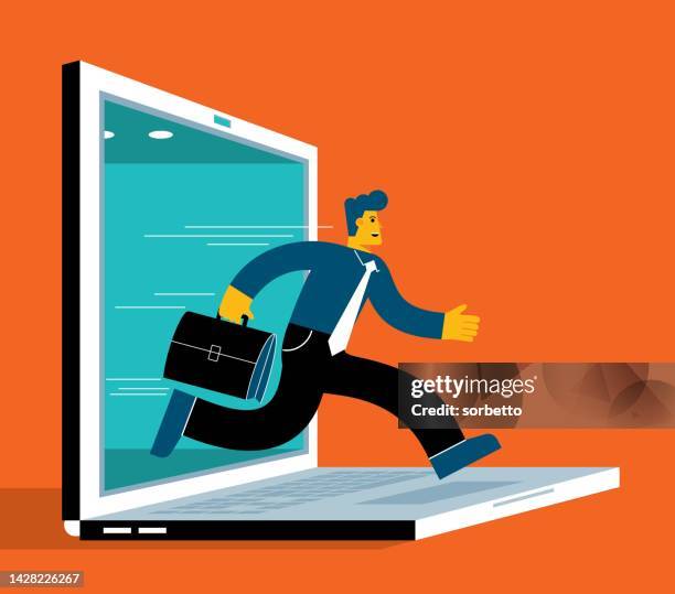 stockillustraties, clipart, cartoons en iconen met escape - businessman - breaking and exiting