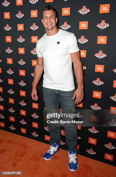 Rob Gronkowski, former professional football player, brings his champion energy to the red-carpet at the House of JBL event during JBL Fest 2022, a...