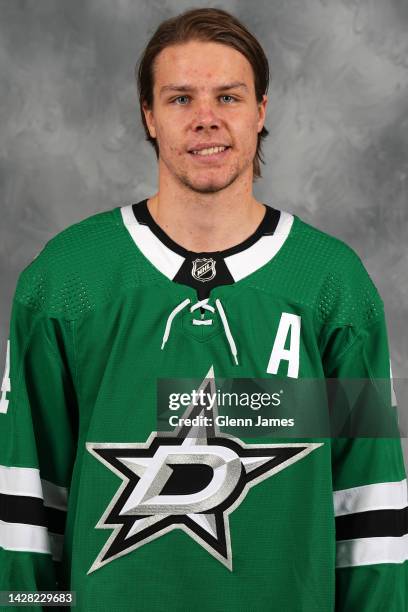 Miro Heiskanen of the Dallas Stars poses for his official headshot for the 2022-2023 season on September 21, 2022 at the Comerica Center in Frisco,...