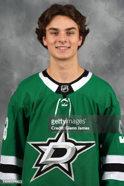 Wyatt Johnston of the Dallas Stars poses for his official headshot for the 2022-2023 season on September 21, 2022 at the Comerica Center in Frisco,...