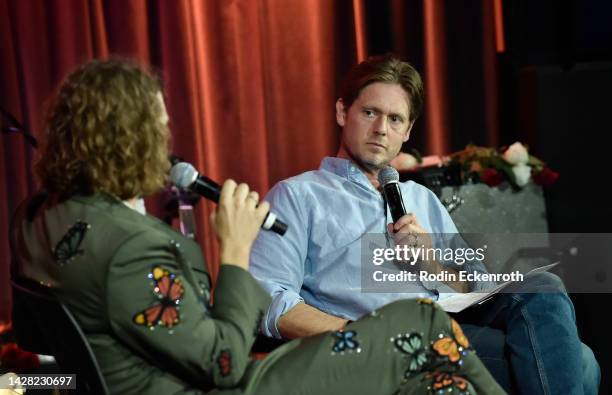 Kevin Morby and Tim Heidecker speak at The Drop: Kevin Morby at The GRAMMY Museum on September 27, 2022 in Los Angeles, California.