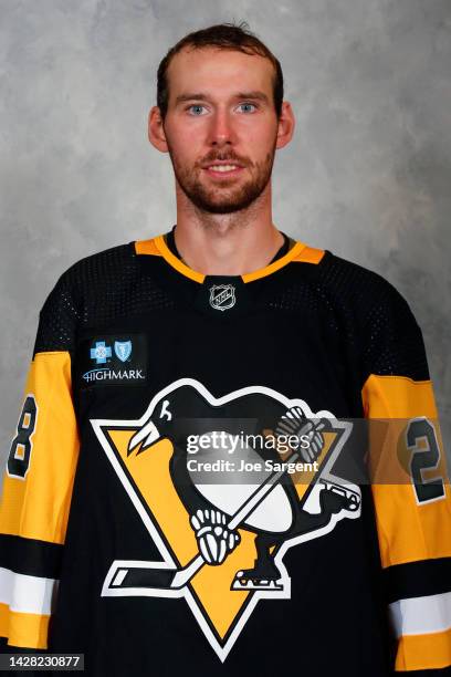 Marcus Pettersson of the Pittsburgh Penguins poses for his official headshot for the 2022-2023 season on September 21, 2022 at the UPMC Lemieux...