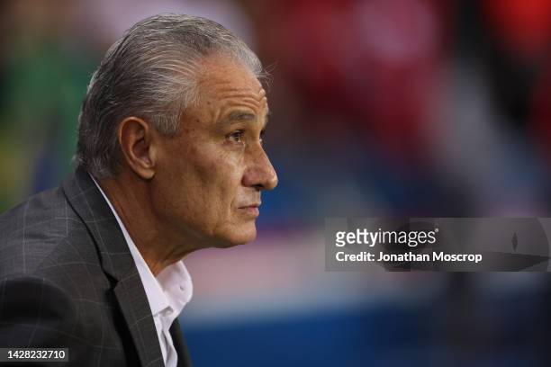 Tite Head coach of Brazil looks on prior to kick off in the Friendly International match between Brasil and Tunisia at Parc des Princes on September...
