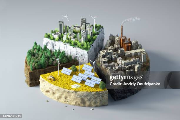 sustainable data pie chart - cidade inteligente imagens e fotografias de stock