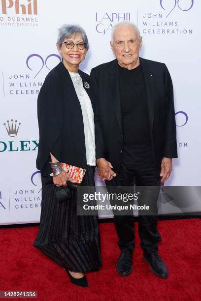Berta Isabel Aguilera and Frank Gehry attend the Walt Disney Concert Hall opening night gala at Walt Disney Concert Hall on on September 27, 2022 in...