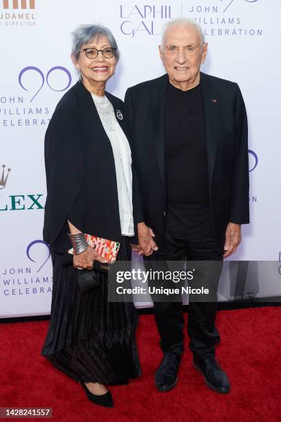 Berta Isabel Aguilera and Frank Gehry attend the Walt Disney Concert Hall opening night gala at Walt Disney Concert Hall on on September 27, 2022 in...