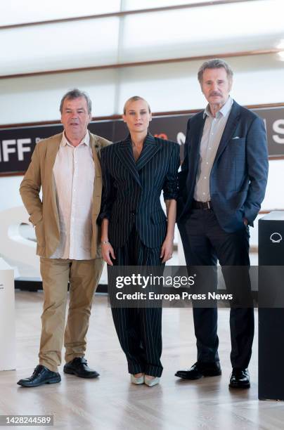 Performers Danny Huston, Diane Kruger and Liam Neeson present 'Marlowe' at the San Sebastian Film Festival, September 23 in San Sebastian, Guipuzcoa,...