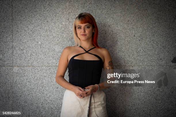 Singer Alba Reche poses during an interview with Europa Press at Universal's headquarters on September 21 in Madrid, Spain. The artist and...