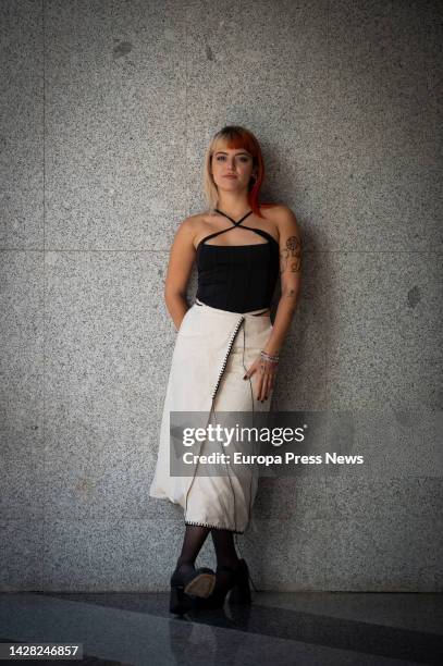 Singer Alba Reche poses during an interview with Europa Press at Universal's headquarters on September 21 in Madrid, Spain. The artist and...