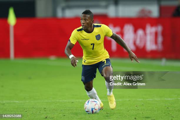 Pervis Estupinan of Ecuador controls the ball during the international friendly match between Japan and Ecuador at Merkur Spiel Arena on September...