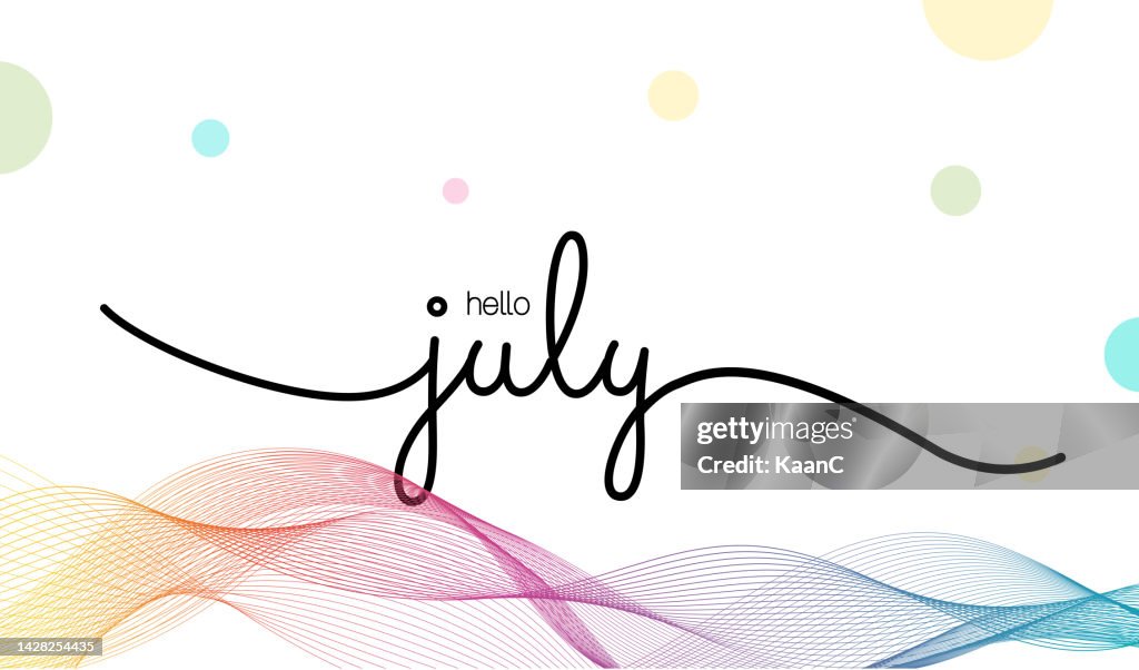 July Wave Lettering Hello July Lettering Vector Stock Illustration High-Res Vector Graphic ...