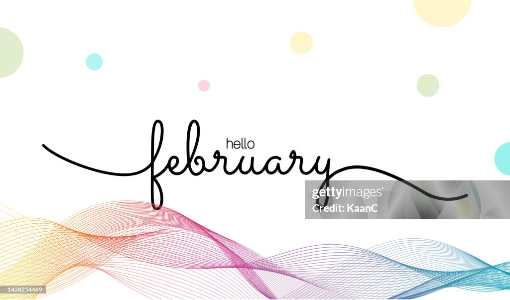 February Simple Lettering Hello February Lettering Vector Stock Illustration High-Res Vector ...