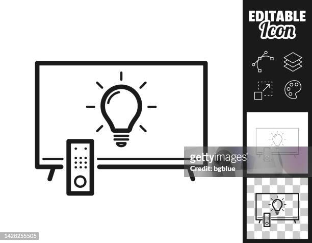 stockillustraties, clipart, cartoons en iconen met tv with light bulb. icon for design. easily editable - insight tv