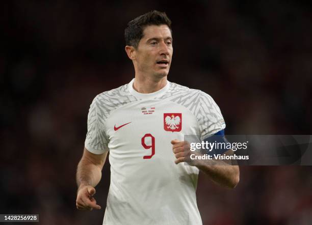 Robert Lewandowski of Poland during the UEFA Nations League League A Group 4 match between Wales and Poland at Cardiff City Stadium on September 25,...