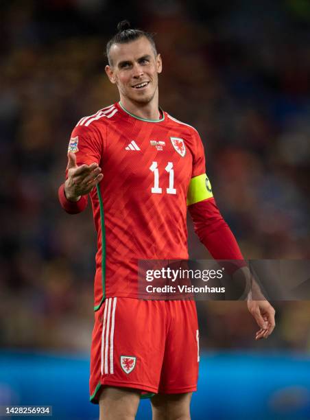 Gareth Bale of Wales during the UEFA Nations League League A Group 4 match between Wales and Poland at Cardiff City Stadium on September 25, 2022 in...