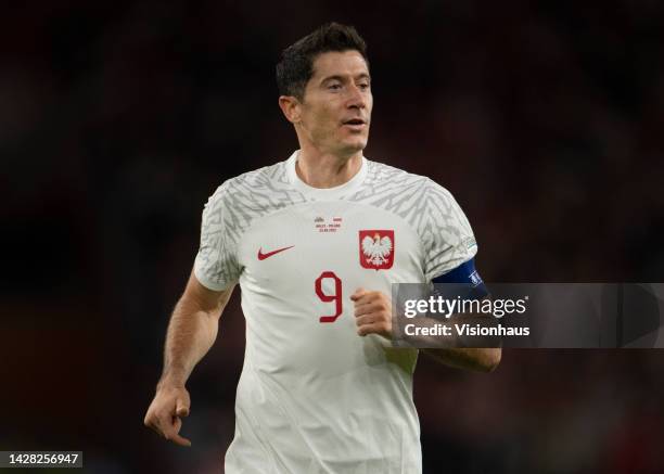 Robert Lewandowski of Poland during the UEFA Nations League League A Group 4 match between Wales and Poland at Cardiff City Stadium on September 25,...