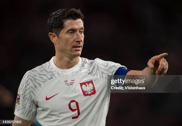 Robert Lewandowski of Poland during the UEFA Nations League League A Group 4 match between Wales and Poland at Cardiff City Stadium on September 25,...