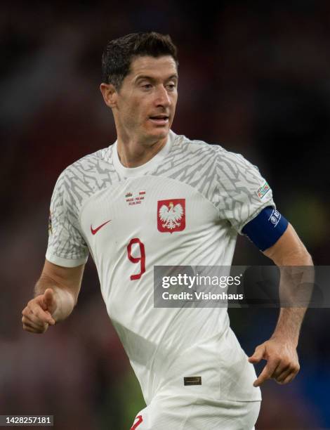 Robert Lewandowski of Poland during the UEFA Nations League League A Group 4 match between Wales and Poland at Cardiff City Stadium on September 25,...