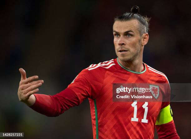 Gareth Bale of Wales during the UEFA Nations League League A Group 4 match between Wales and Poland at Cardiff City Stadium on September 25, 2022 in...