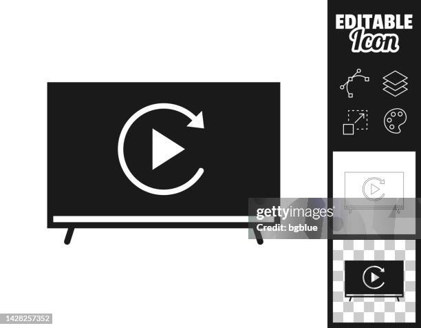 replay on tv. icon for design. easily editable - play button transparent background stock illustrations
