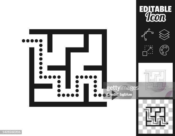 maze and solution. icon for design. easily editable - brain teaser stock illustrations