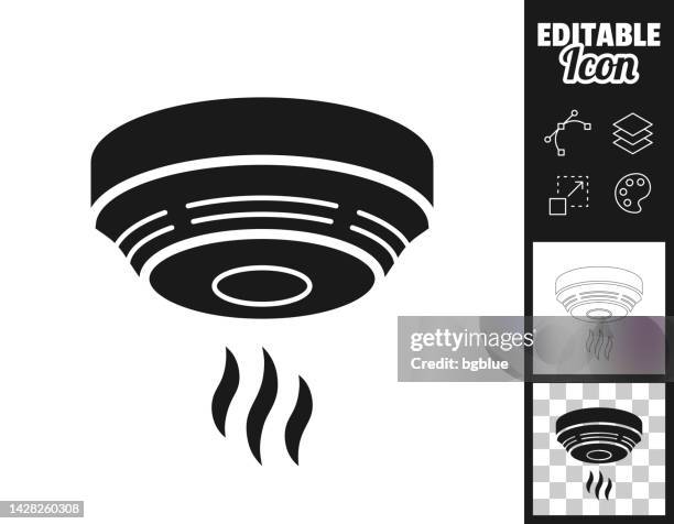 ilustraciones, imágenes clip art, dibujos animados e iconos de stock de detector de humo. icono para el diseño. fácilmente editable - smoke-detector-with-smoke