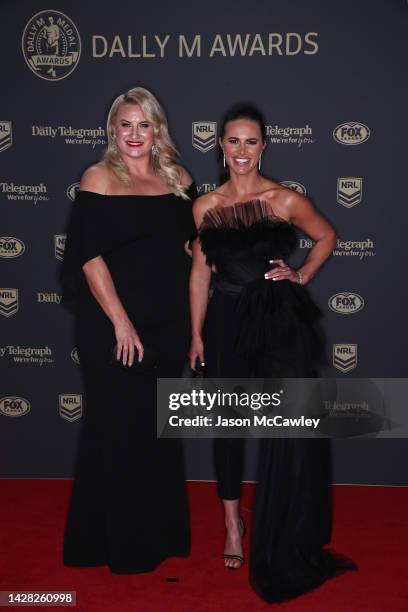 Ruan Sims and Danika Mason arrive ahead of the 2022 Dally M Awards at The Winx Stand, Royal Randwick Racecourse on September 28, 2022 in Sydney,...