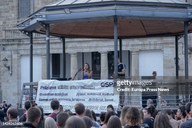 Speech during the celebration of the 'Ospa Eguna', on September 3 in Altsasu, Navarra, Spain. The Ospa Eguna, Day of Departure, which has been held...