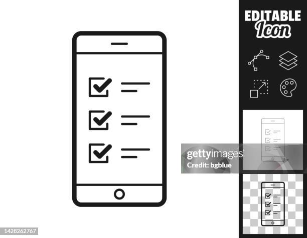 bildbanksillustrationer, clip art samt tecknat material och ikoner med smartphone with checklist. icon for design. easily editable - önskelista