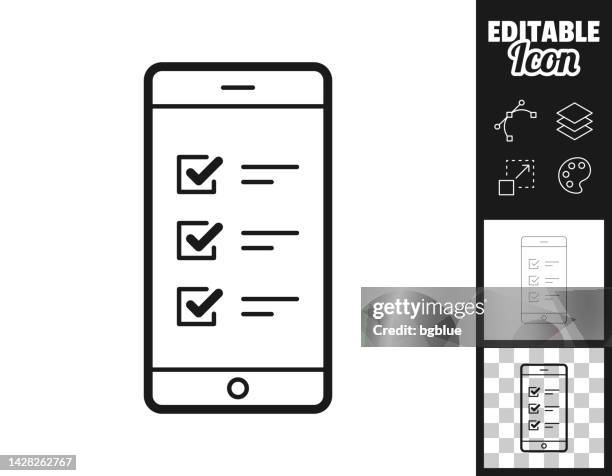 smartphone with checklist. icon for design. easily editable - chores stock illustrations