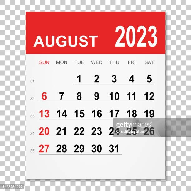 august 2023 kalender - august stock-grafiken, -clipart, -cartoons und -symbole