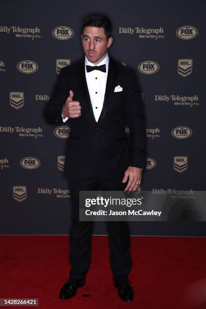 Ben Hunt of the Dragons arrives ahead of the 2022 Dally M Awards at The Winx Stand, Royal Randwick Racecourse on September 28, 2022 in Sydney,...