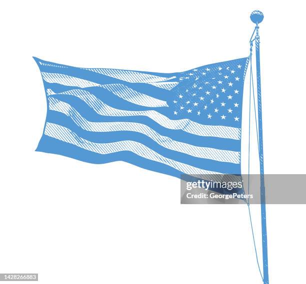 american flag flapping in the wind - pledge of allegiance stock illustrations