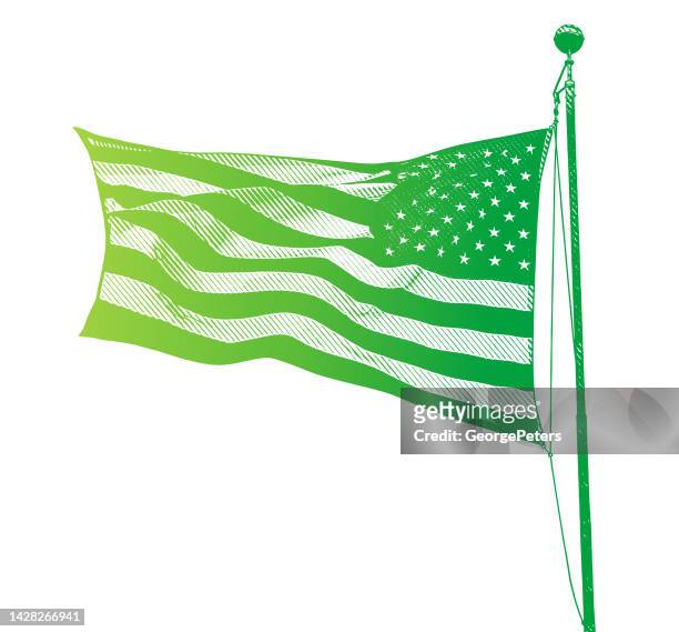 american flag flapping in the wind - pledge of allegiance stock illustrations