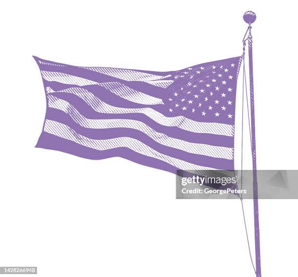 american flag flapping in the wind - pledge of allegiance stock illustrations