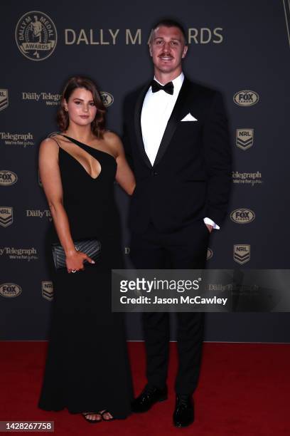 Shaun Lane of the Eels and his partner arrive ahead of the 2022 Dally M Awards at The Winx Stand, Royal Randwick Racecourse on September 28, 2022 in...