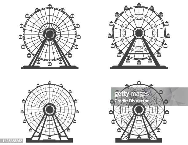 illustrations, cliparts, dessins animés et icônes de ensemble vectoriel de grande roue - grande roue