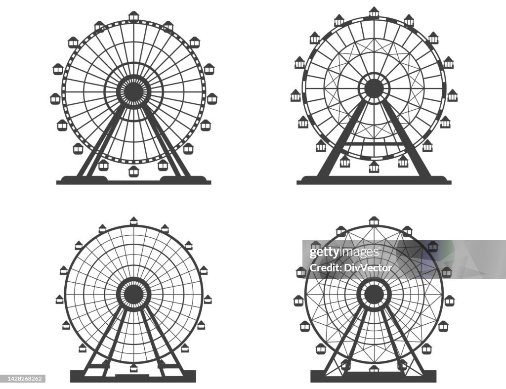 Ferris wheel vector set
