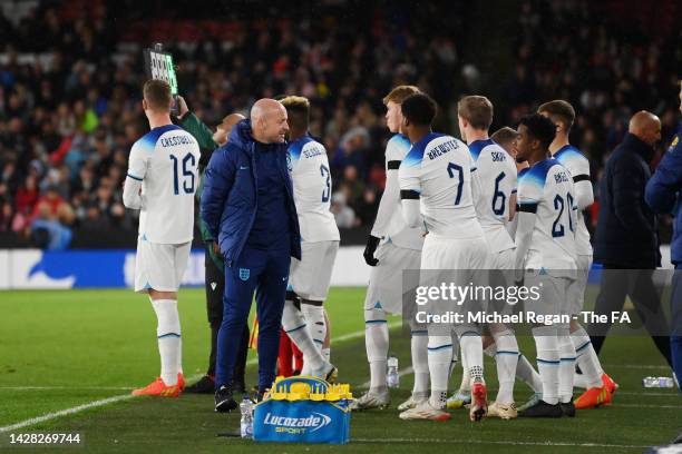 England manager Lee Carsley makes 8 substitutions at the same time during the International Friendly match between England U21 and Germany U21 at...