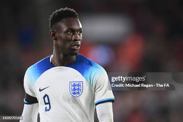 Folarin Balogun of England in action during the International Friendly match between England U21 and Germany U21 at Bramall Lane on September 27,...