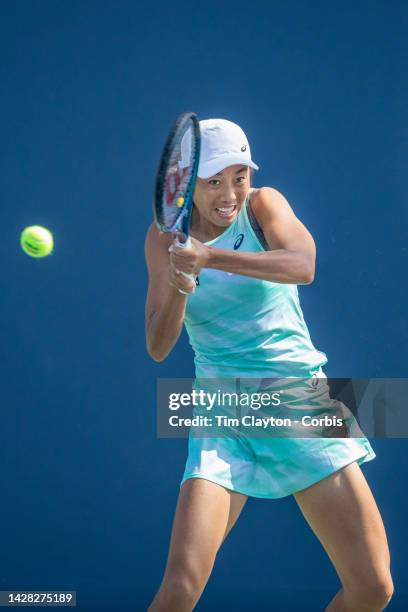 September 02: Shuai Zhang of China in action during the Women's Singles third round match during the US Open Tennis Championship 2022 at the USTA...