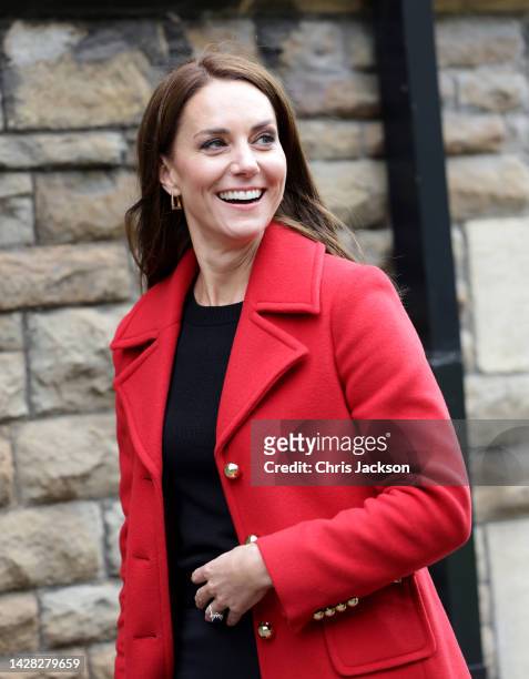 Catherine, Princess of Wales arrives at St Thomas Church, which has been has been redeveloped to provide support to vulnerable people, during their...
