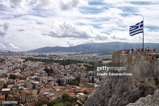 view of city - greece flag stock pictures, royalty-free photos & images