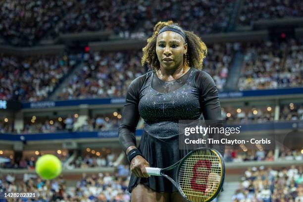 September 02: Serena Williams of the United States during the Women's Singles third round match on Arthur Ashe Stadium during the US Open Tennis...