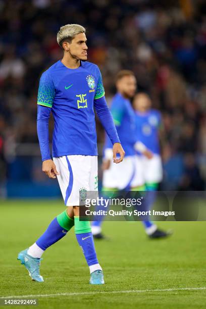 Pedro Guilherme Abreu dos Santos of Brazil looks on during the international friendly match between Brazil and Tunisia at Parc des Princes on...