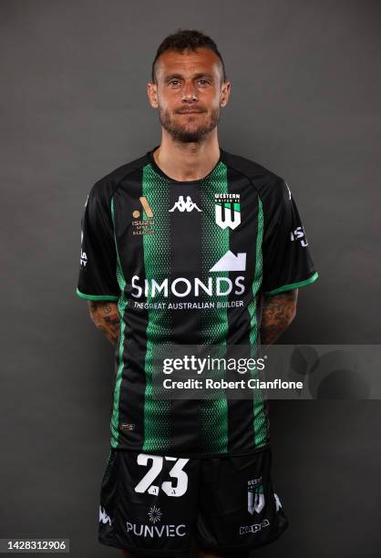 Alessandro Diamanti of Western United poses during the Western United A-League Men's 2022-23 headshots session at The Hangar on September 28, 2022 in...