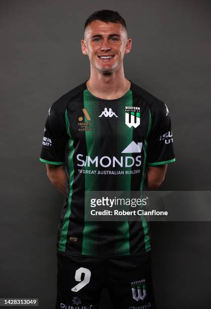 Dylan Wenzel-Halls of Western United poses during the Western United A-League Men's 2022-23 headshots session at The Hangar on September 28, 2022 in...