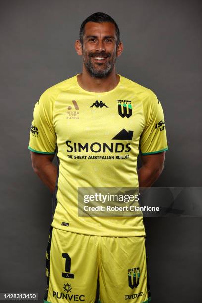 Western United goalkeeper Jamie Young poses during the Western United A-League Men's 2022-23 headshots session at The Hangar on September 28, 2022 in...