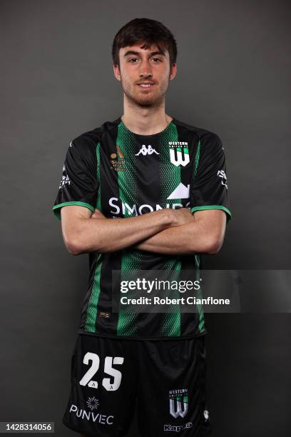 Luke Duzel of Western United poses during the Western United A-League Men's 2022-23 headshots session at The Hangar on September 28, 2022 in...