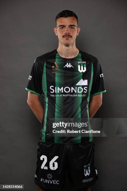 Nicolas Milanovic of Western United poses during the Western United A-League Men's 2022-23 headshots session at The Hangar on September 28, 2022 in...